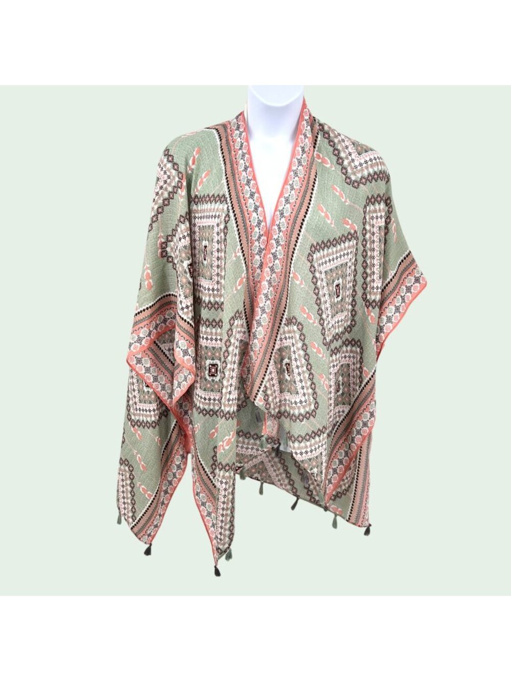 NWT SIMPLY NOELLE CARDI WRAP KIMONO W/ TASSELS - ONE SIZE